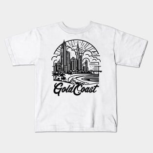 gold coast australia city simple line art illustration Kids T-Shirt